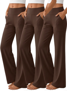 Pantalón de Yoga Acampanado de Cintura Alta con Bolsillos
