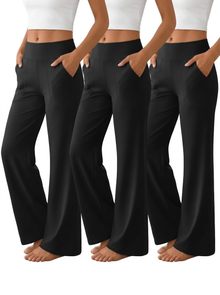 Pantalón de Yoga Acampanado de Cintura Alta con Bolsillos