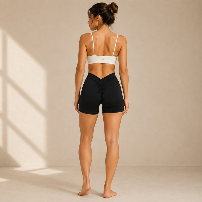 Shorts deportivos scrunch espalda en V